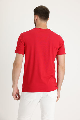  Bayrak Kırmızı Bisiklet Yaka Slim Fit Dar Kesim Tişört