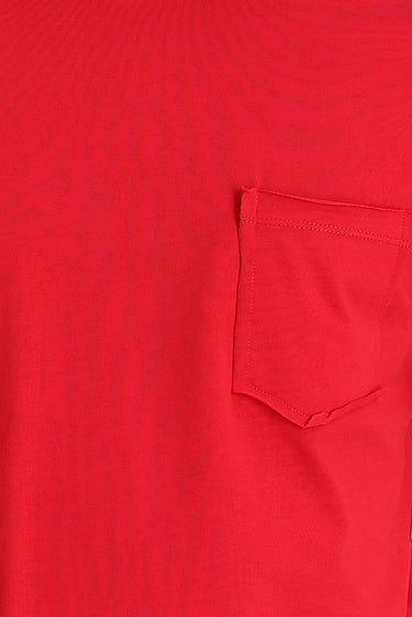  Bayrak Kırmızı Bisiklet Yaka Slim Fit Dar Kesim Pamuklu Tişört
