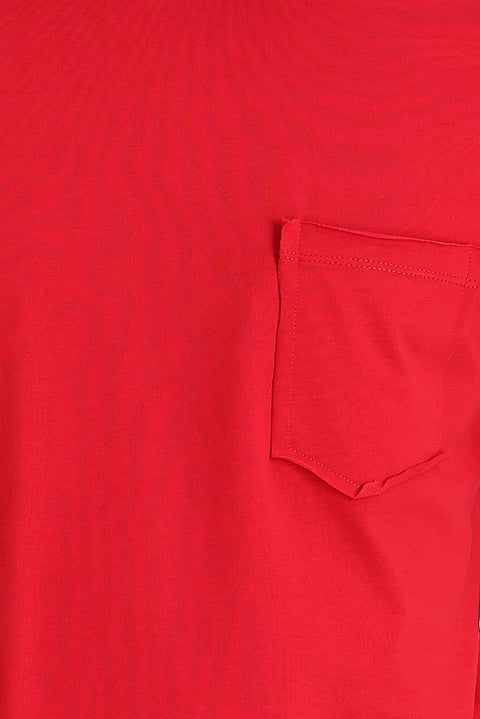 Bayrak Kırmızı Bisiklet Yaka Slim Fit Dar Kesim Tişört