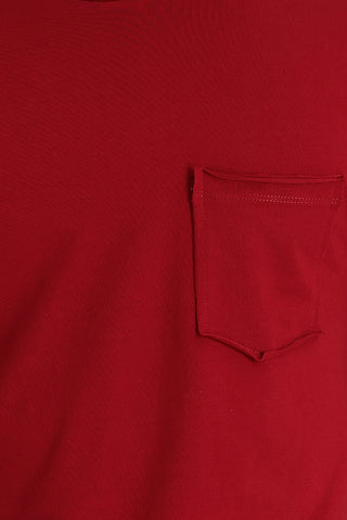  Koyu Kırmızı Bisiklet Yaka Slim Fit Dar Kesim Pamuklu Tişört