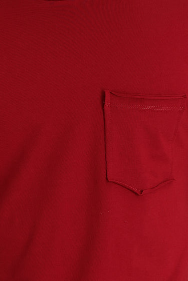 Koyu Kırmızı Bisiklet Yaka Slim Fit Dar Kesim Pamuklu Tişört