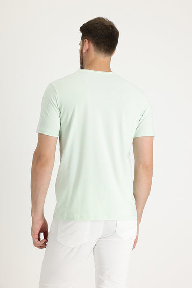 Su Yeşili Bisiklet Yaka Slim Fit Dar Kesim Tişört