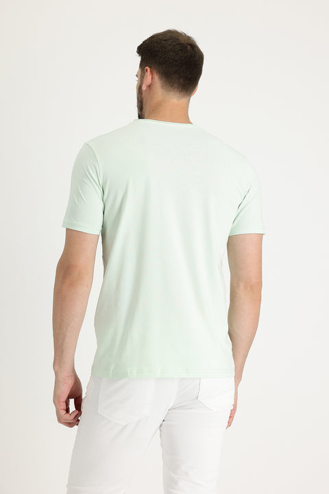 Su Yeşili Bisiklet Yaka Slim Fit Dar Kesim Tişört