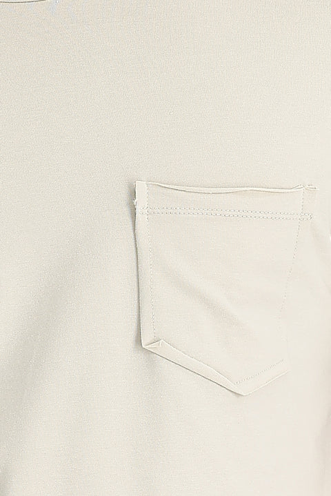 Açık Vizon Bisiklet Yaka Slim Fit Dar Kesim Tişört