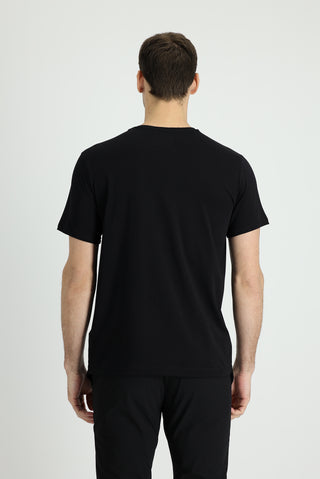  Siyah Bisiklet Yaka Slim Fit Dar Kesim Pamuklu Süprem Tişört