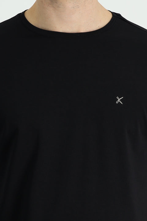 Siyah Bisiklet Yaka Slim Fit Dar Kesim Süprem Pamuklu Tişört