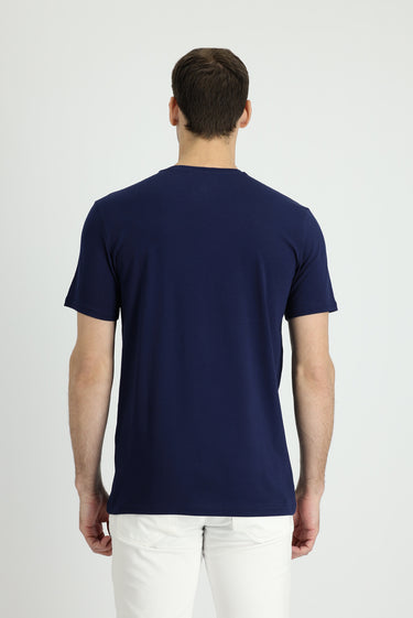 Lacivert Bisiklet Yaka Slim Fit Dar Kesim Süprem Tişört