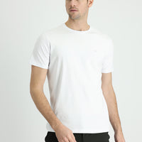 Beyaz Bisiklet Yaka Slim Fit Dar Kesim Süprem Tişört