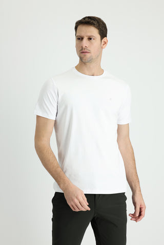  Beyaz Bisiklet Yaka Slim Fit Dar Kesim Süprem Tişört