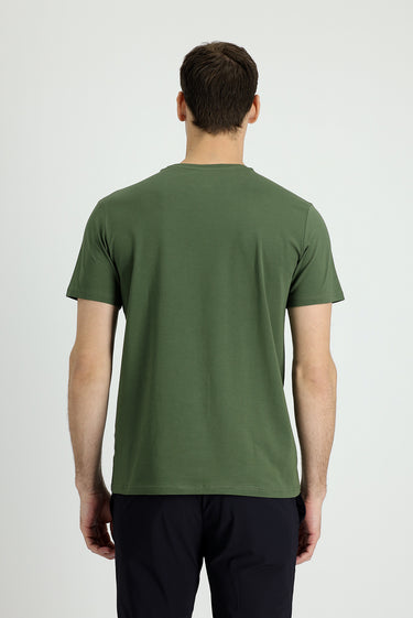 Orta Haki Bisiklet Yaka Slim Fit Dar Kesim Süprem Tişört