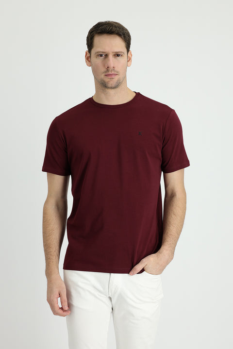Dark Burgundy Crew Neck Slim Fit Supreme T-Shirt