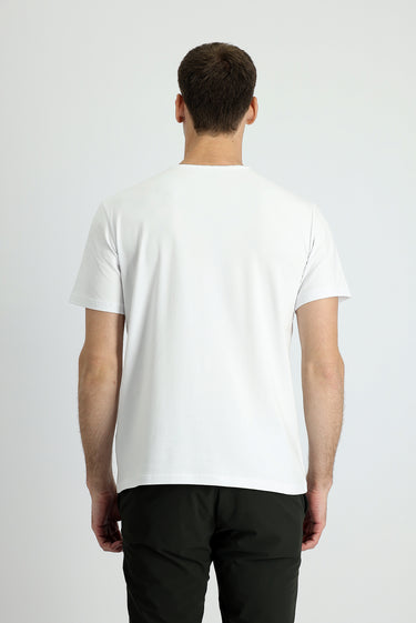 Beyaz Bisiklet Yaka Slim Fit Dar Kesim Nakışlı Pamuklu Süprem Tişört