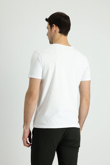  Beyaz V Yaka Slim Fit Dar Kesim Tişört