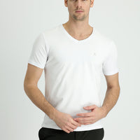 Beyaz V Yaka Slim Fit Dar Kesim Tişört