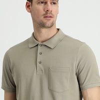 Orta Vizon Polo Yaka Regular Fit Nakışlı Pamuk Tişört