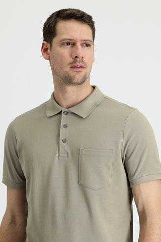  Orta Vizon Polo Yaka Regular Fit Nakışlı Pamuk Tişört