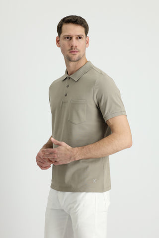  Orta Vizon Polo Yaka Regular Fit Nakışlı Pamuk Tişört
