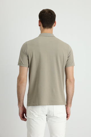  Orta Vizon Polo Yaka Regular Fit Nakışlı Pamuk Tişört