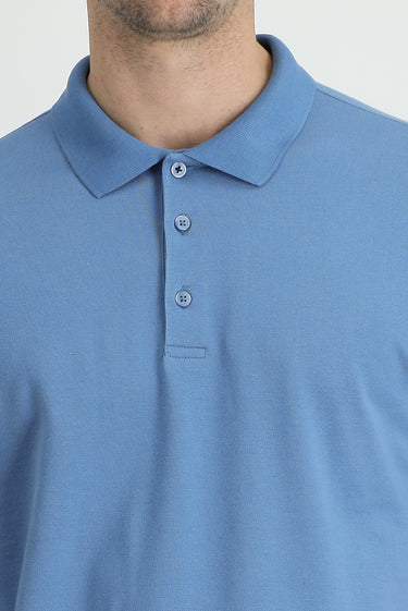 Koyu Havacı Polo Yaka Regular Fit Nakışlı Pamuk Tişört