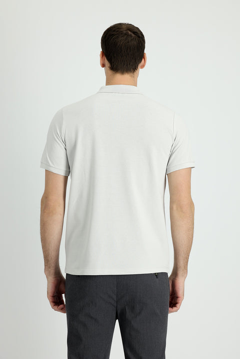 Taş Polo Yaka Regular Fit Nakışlı Pamuk Tişört