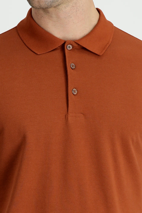 Tarçın  Polo Yaka Regular Fit Nakışlı Pamuk Tişört