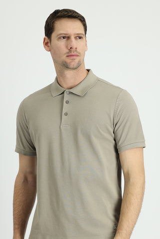  Orta Vizon Polo Yaka Regular Fit Nakışlı Pamuk Tişört