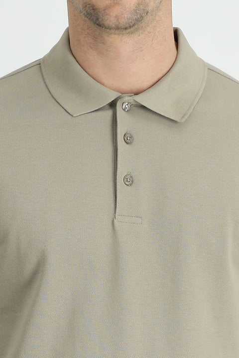 Orta Vizon Polo Yaka Regular Fit Nakışlı Pamuk Tişört