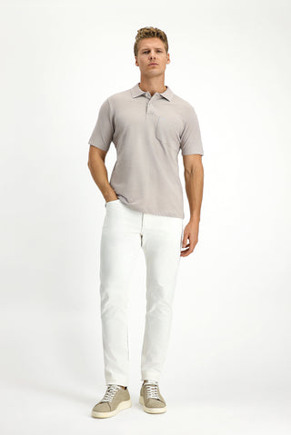  Orta Gri Cepli Polo Yaka Regular Fit Nakışlı Pamuk Tişört