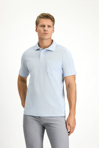  Açık Mavi Cepli Polo Yaka Regular Fit Nakışlı Pamuk Tişört