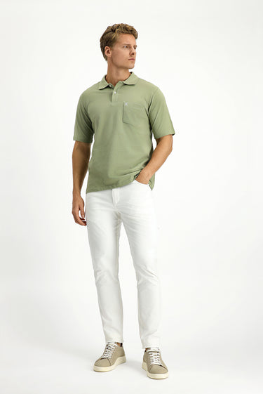  Orman Yeşili Cepli Polo Yaka Regular Fit Nakışlı Pamuk Tişört