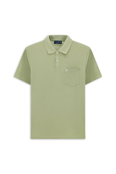 Orman Yeşili Cepli Polo Yaka Regular Fit Nakışlı Pamuk Tişört