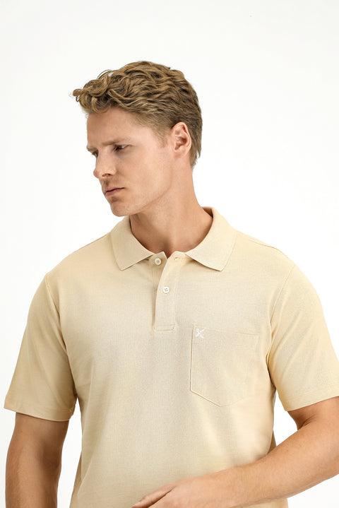 Orta Vizon Polo Yaka Regular Fit Cepli Nakışlı %100 Pamuk Tişört