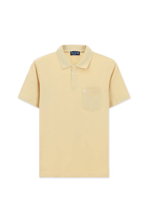 Orta Vizon Polo Yaka Regular Fit Cepli Nakışlı %100 Pamuk Tişört