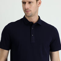 Siyah Lacivert Polo Yaka Regular Fit Pamuk Tişört