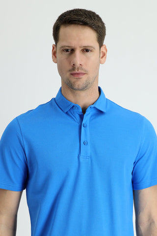  Mavi Polo Yaka Regular Fit Pamuk Tişört