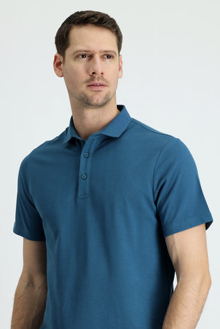  Koyu Petrol Polo Yaka Regular Fit Pamuk Tişört