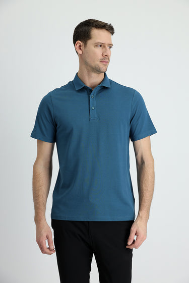 Koyu Petrol Polo Yaka Regular Fit Pamuk Tişört