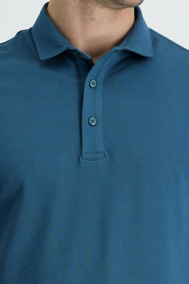 Koyu Petrol Polo Yaka Regular Fit Pamuk Tişört