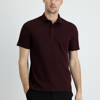 Koyu Bordo Polo Yaka Regular Fit Pamuk Tişört