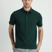Koyu Yeşil Polo Yaka Regular Fit Pamuk Tişört