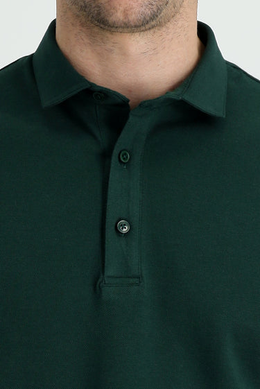 Koyu Yeşil Polo Yaka Regular Fit Pamuk Tişört