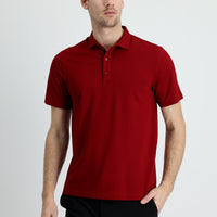 Koyu Kırmızı Polo Yaka Regular Fit Pamuk Tişört