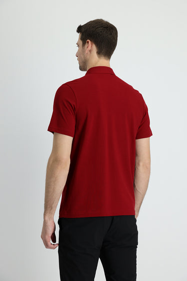 Koyu Kırmızı Polo Yaka Regular Fit Pamuk Tişört