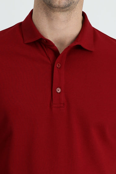 Koyu Kırmızı Polo Yaka Regular Fit Pamuk Tişört