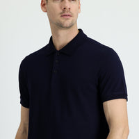 Koyu Lacivert Polo Yaka Regular Fit Pamuk Tişört
