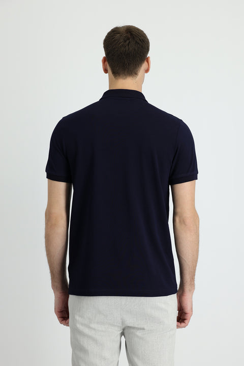 Koyu Lacivert Polo Yaka Regular Fit Pamuk Tişört