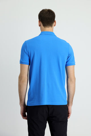  Su Mavisi Polo Yaka Regular Fit Pamuk Tişört