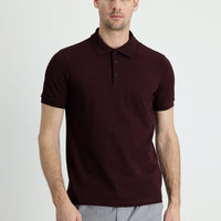 Koyu Bordo Polo Yaka Regular Fit Pamuk Tişört