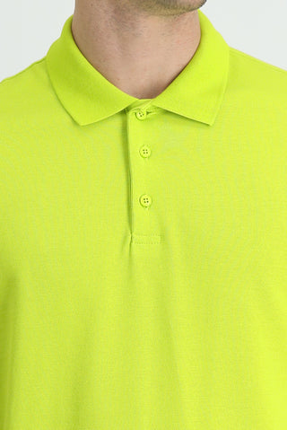  Fıstık Yeşili Polo Yaka Regular Fit Pamuk Tişört