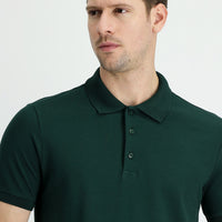 Koyu Yeşil Polo Yaka Regular Fit Pamuk Tişört